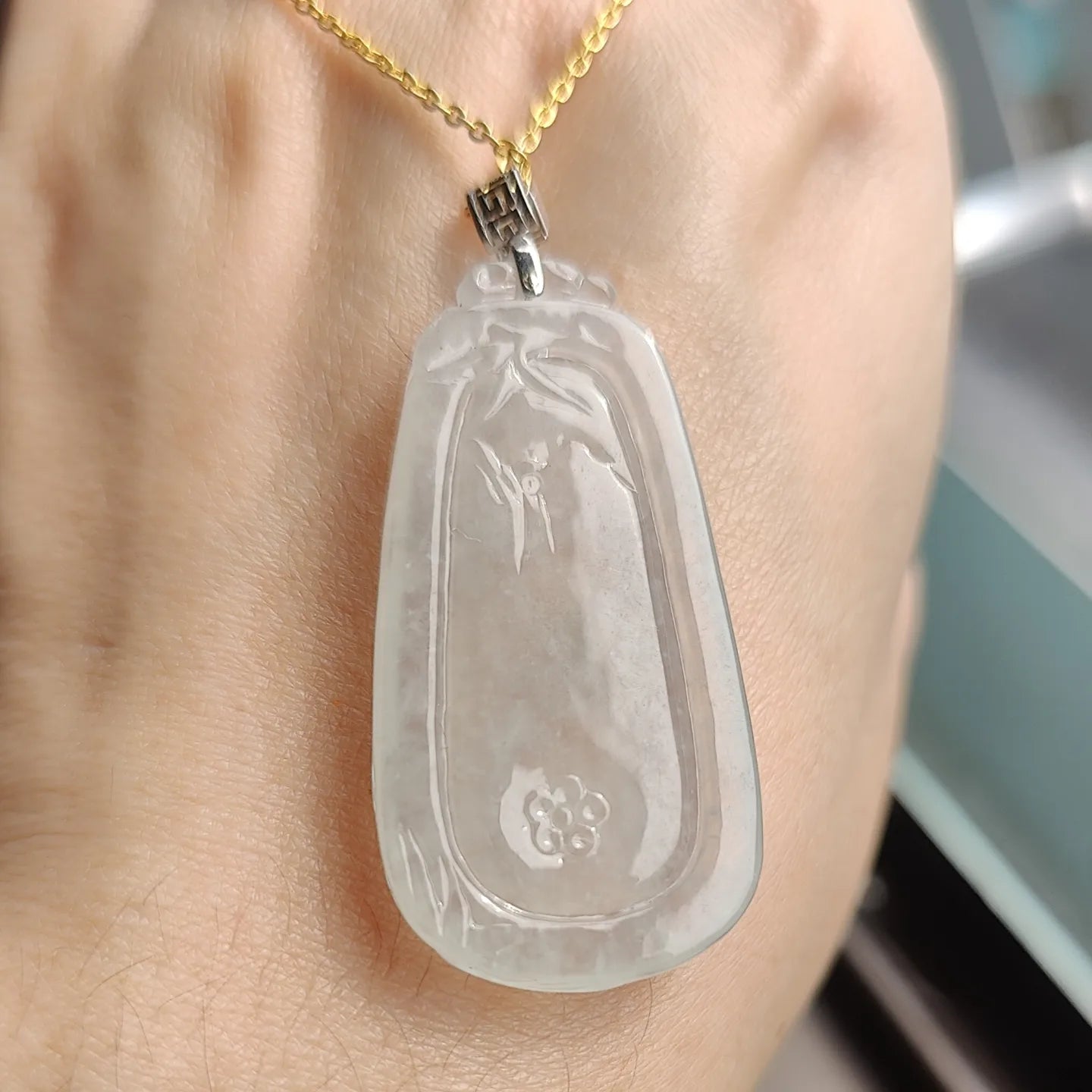 Type A Jade Jadeite 18k Gold & Diamonds Pendent