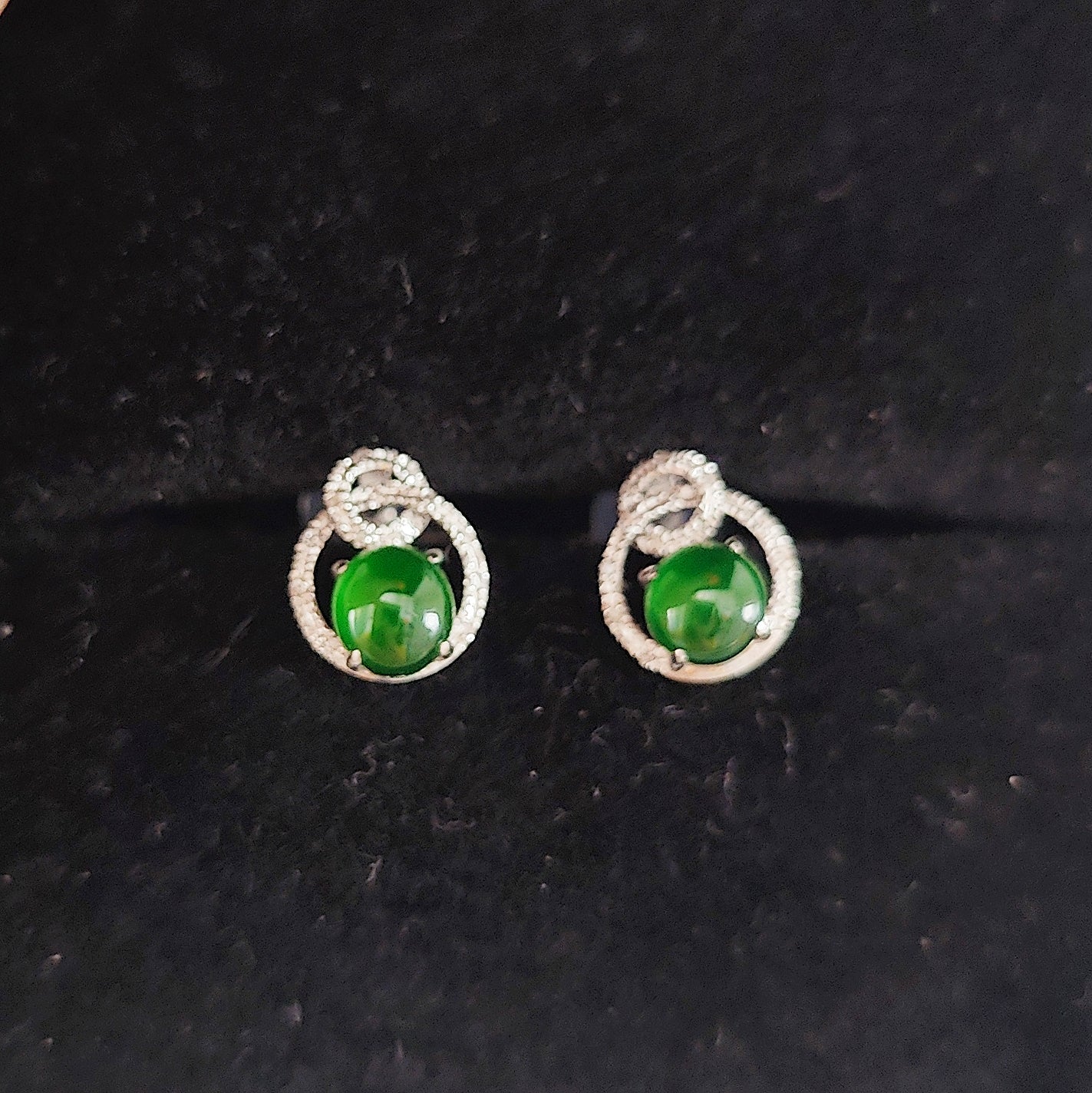 Type A Burmese Jade Jadeite 18k Gold & Diamonds Jade Earring Ear Studs